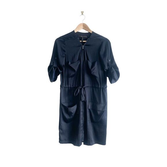 BcbgmaxAzria Klee Shirt Dress Darkmidnit Blue Women's S Front Zip - Picture 1 of 10